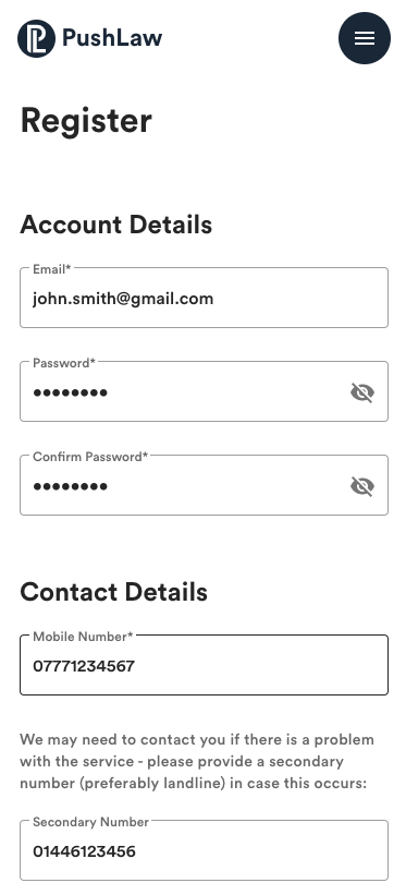 Example Registration