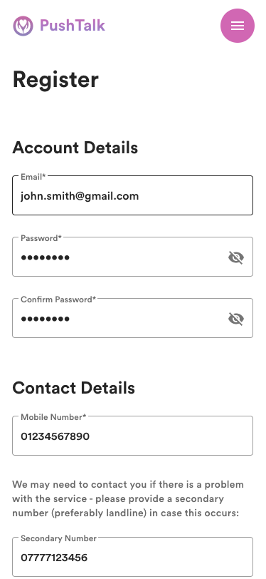 Example Registration